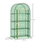 80x49x160cm Mini Greenhouse with Storage Shelf, Roll-Up ZipDoorPE Cover, Green