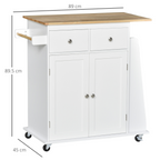 Kitchen Island Storage  Rubber Wood Top, 3-Tier Spice Rack,