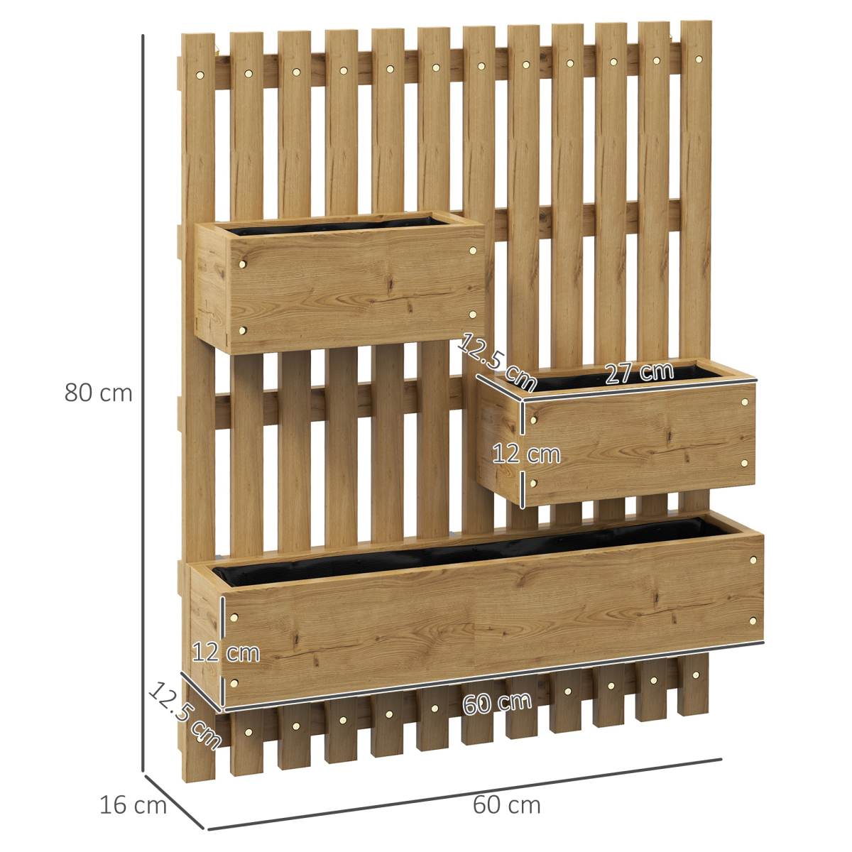 Outsunny Wooden Garden Planters with Trellis Wall-mounted Raised Garden Bed