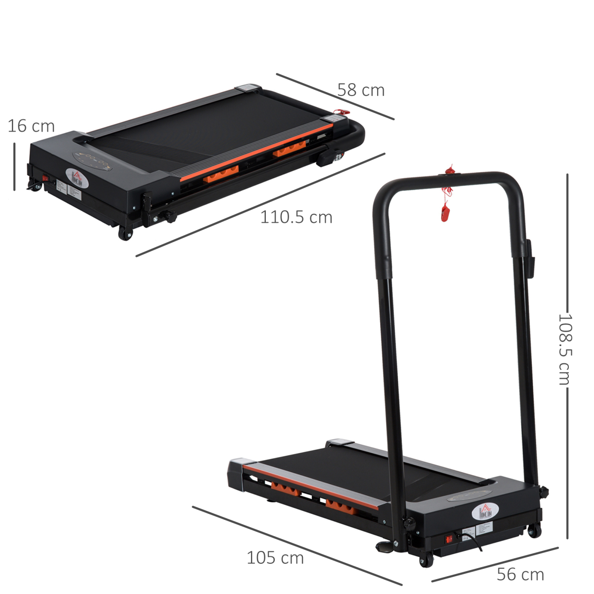 cortex-london-york-folding-motorized-walking-treadmill-remote-stop-homcom