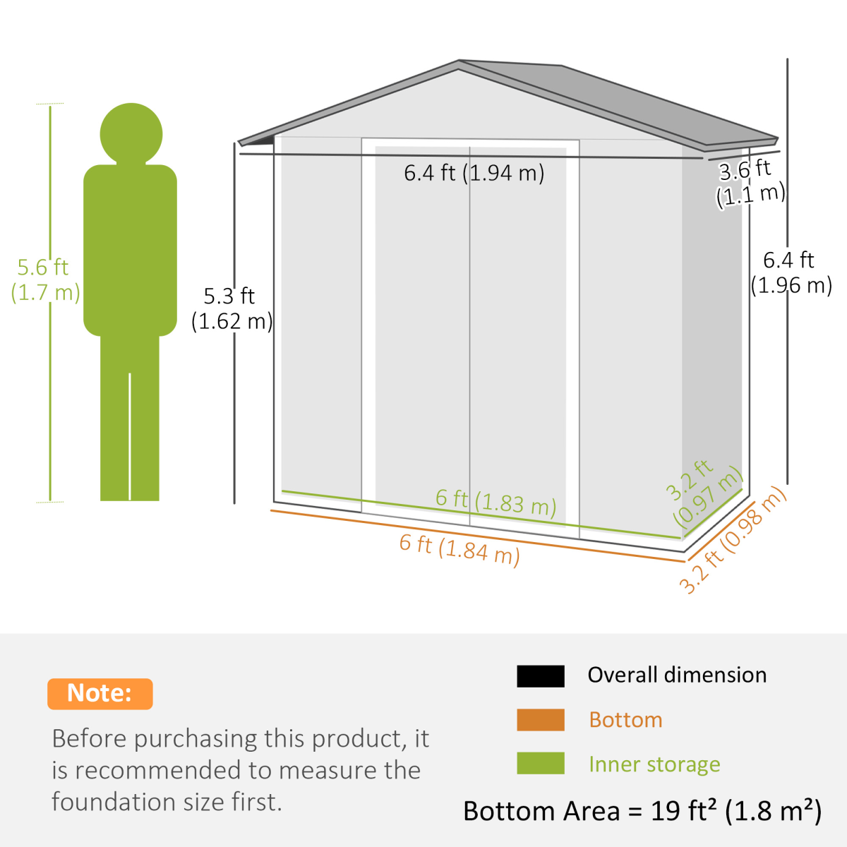 Outsunny 6.5x3.5ft Metal Garden Shed for Garden, Brown Wood Effect
