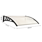 75 L x 120 W x 23 H cm Clear Polycarbonate Curved Awning w/ Black Bracket