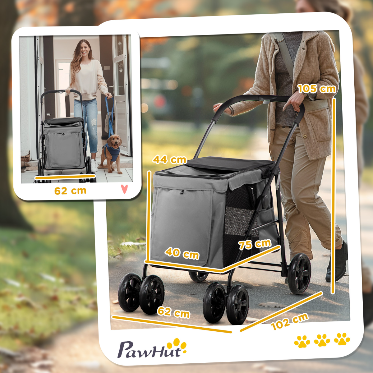 cortex-london-windsor-one-click-foldable-pet-stroller-grey-breathable-mesh