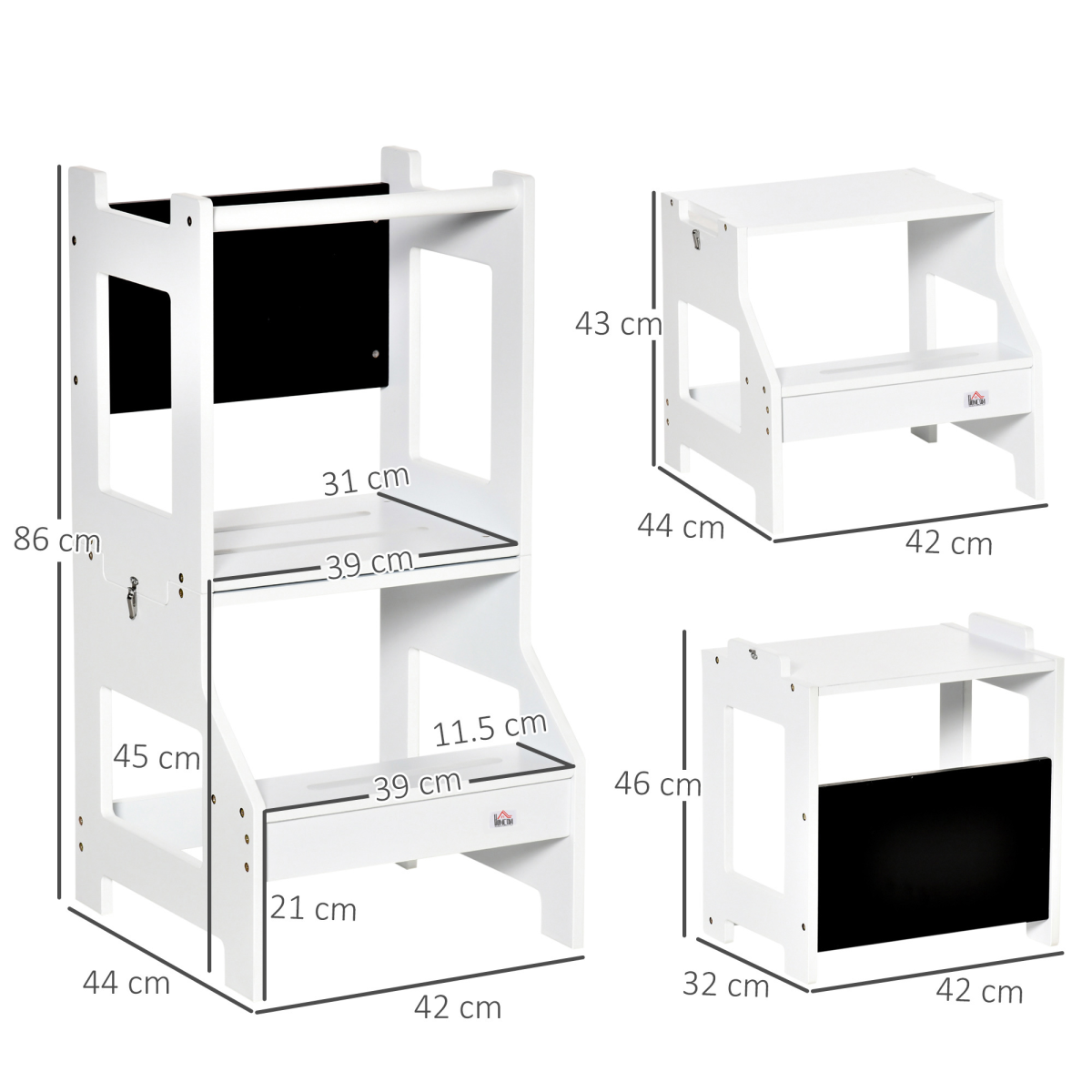 cortex-london-windsor-2-in-1-kids-kitchen-step-stool-learning-tower-with-safety-rail