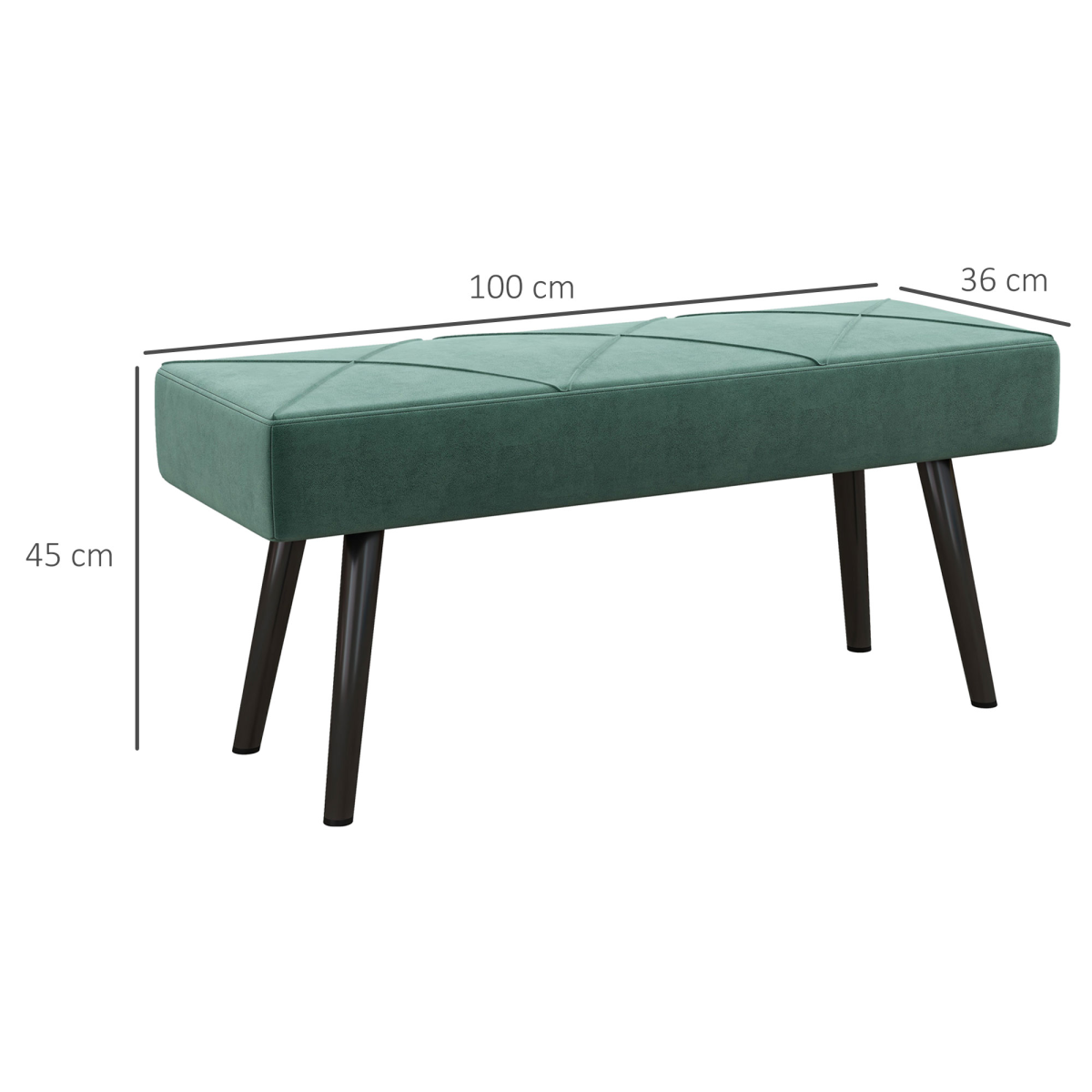 cortex-london-windsor-green-velvet-feel-upholstered-end-of-bed-bench-with-steel-legs