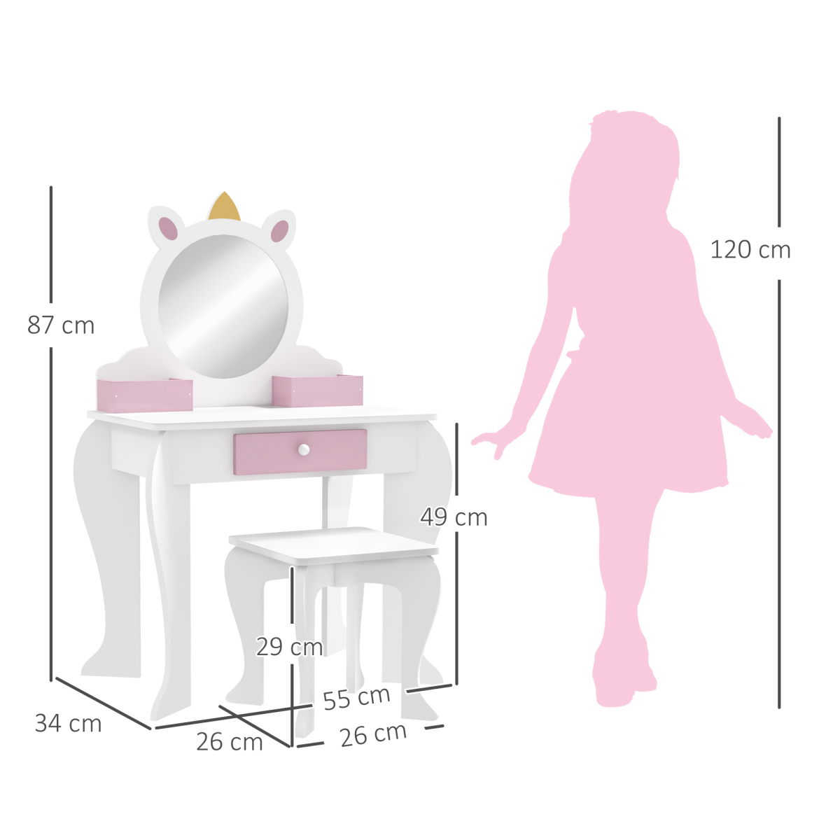 cortex-london-windsor-unicorn-kids-dressing-table-white