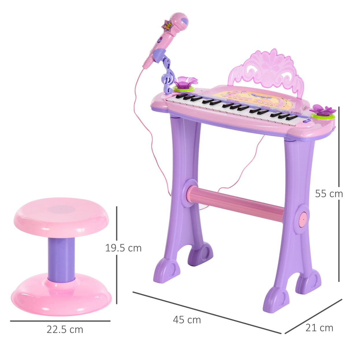 cortex-london-bath-32-key-kids-electronic-organ-with-microphone-and-stool