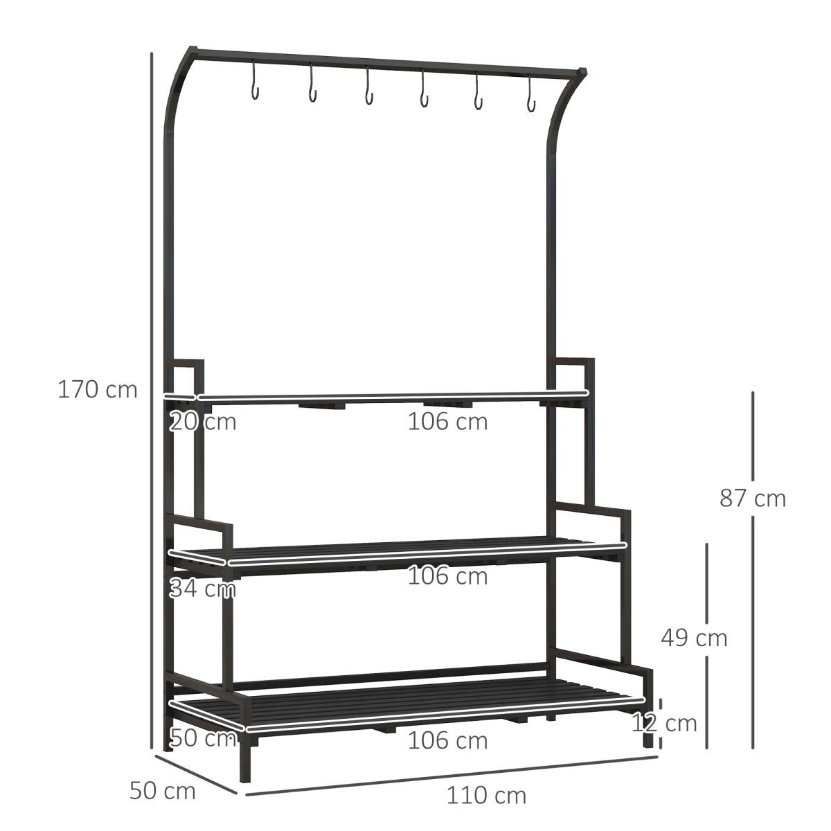 cortex-london-windsor-three-tier-black-plant-rack-with-hanging-hooks