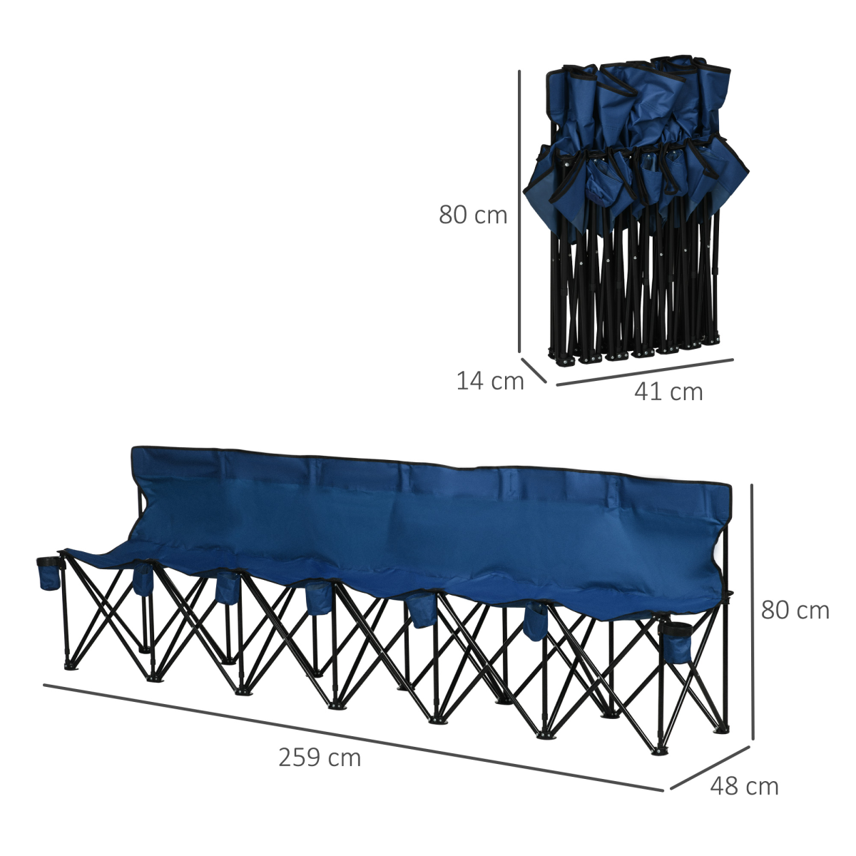 cortex-london-windsor-six-seat-folding-camping-bench-blue-steel-oxford-fabric