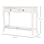 Console Table Storage Display Desk W/ 2 Drawers-Ivory White
