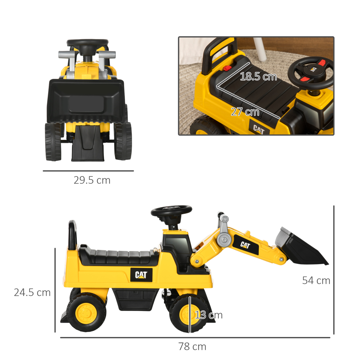 cortex-london-windsor-cat-licensed-kids-construction-ride-on-tractor-manual-shovel