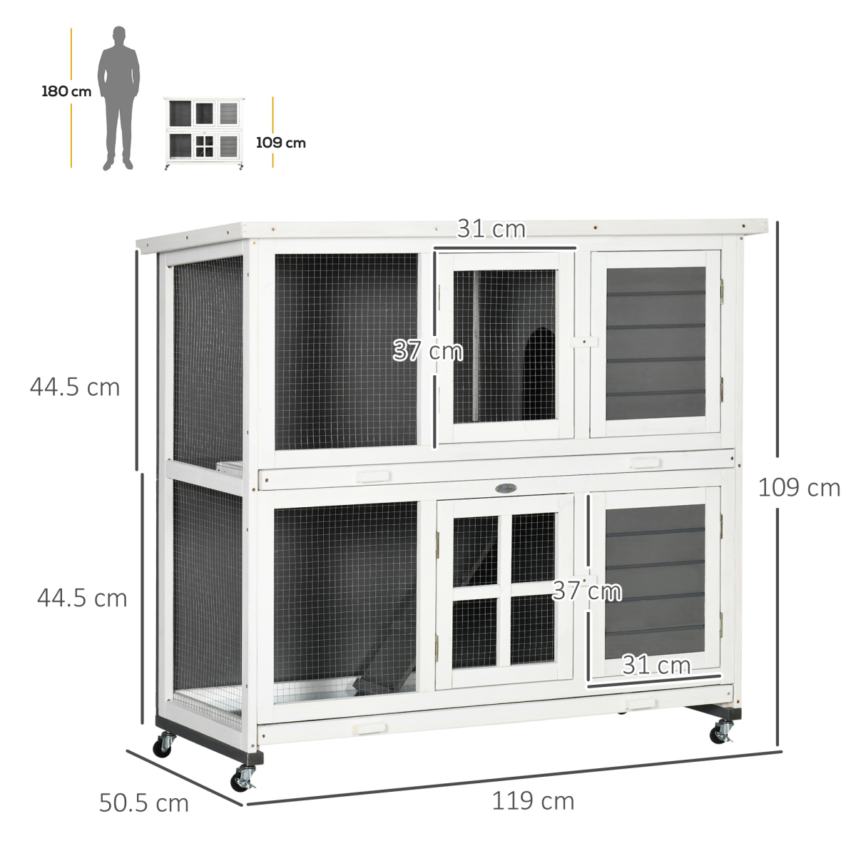 cortex-london-pawhut-windsor-wooden-rabbit-hutch-wheels-grey