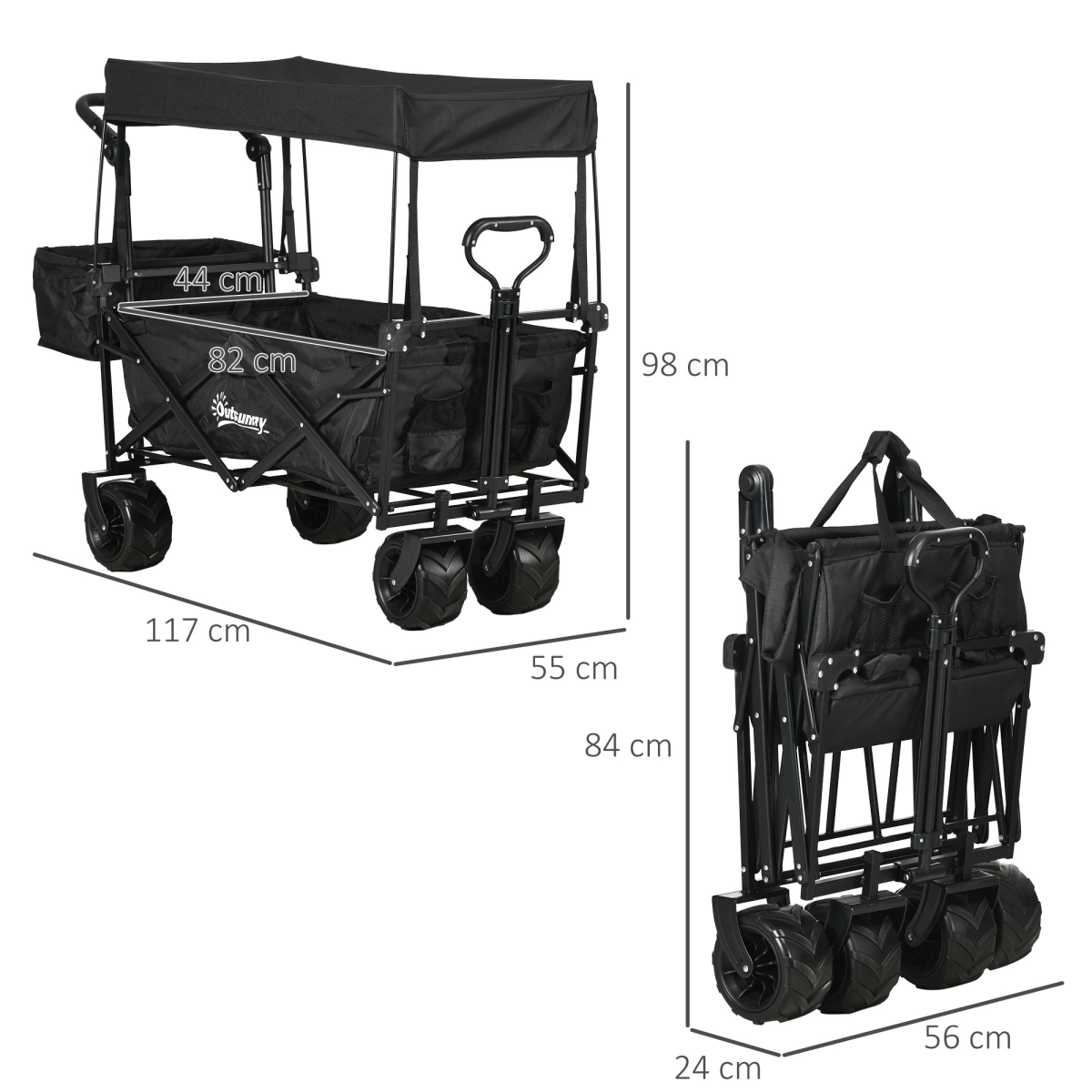 cortex-london-windsor-folding-trolley-cart-four-wheels-canopy-black