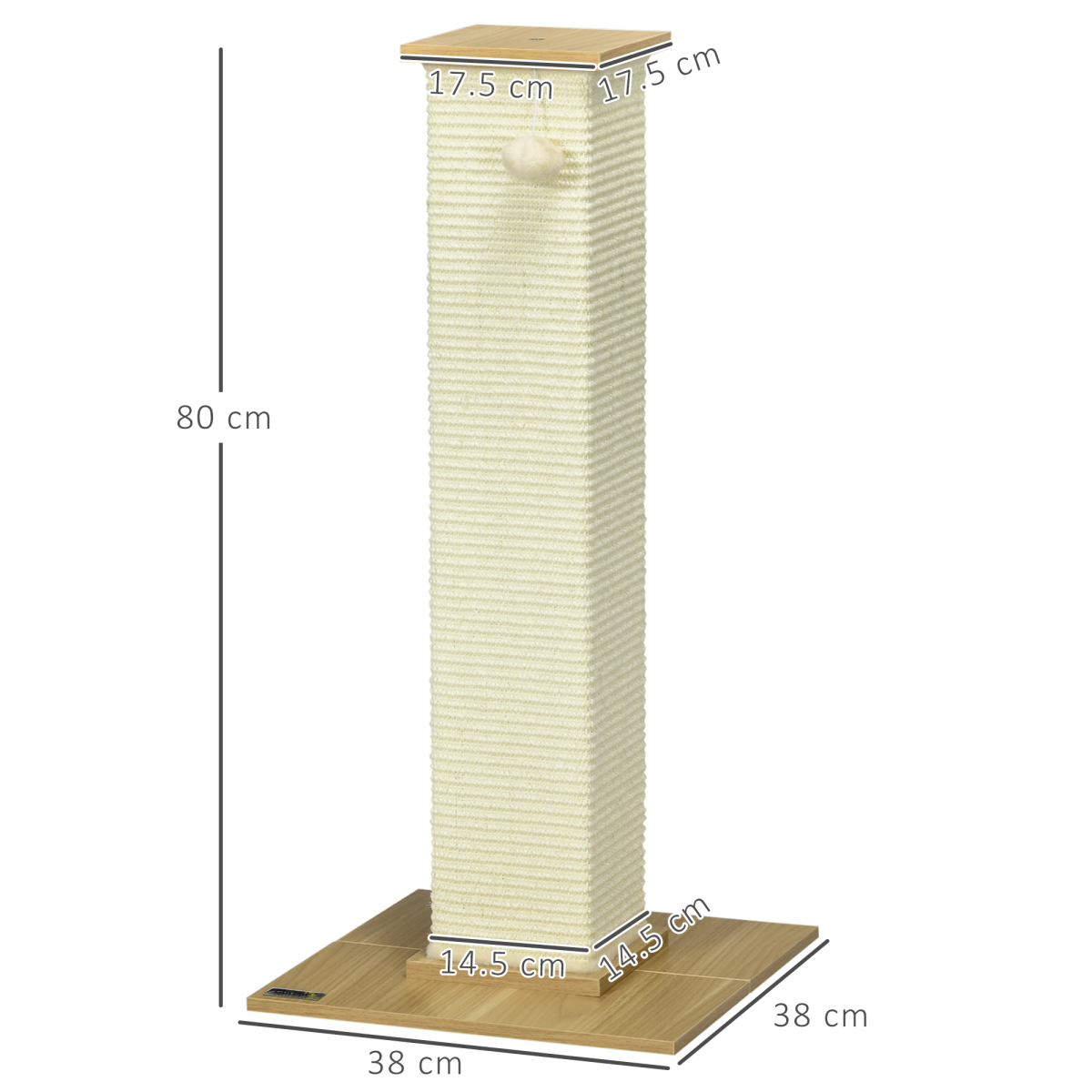 cortex-london-windsor-80cm-sisal-cat-scratching-post-toy-ball-oak-tone-cream-white