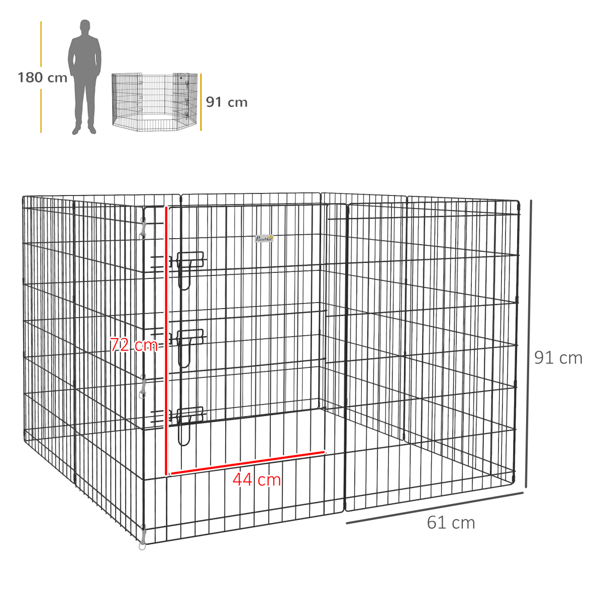 cortex-london-windsor-8-panel-metal-dog-pen-with-door-black-91cm
