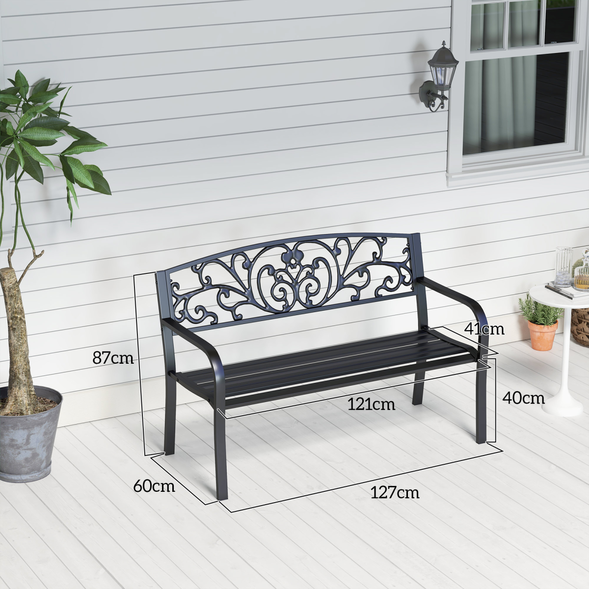 cortex-london-windsor-two-seater-steel-garden-bench-black-floral-backrest