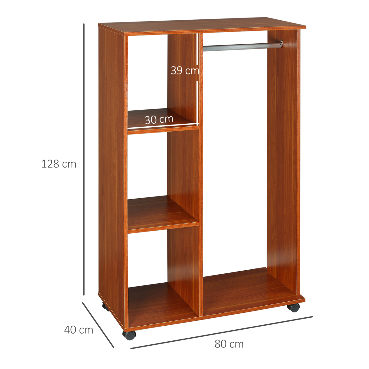 cortex-london-york-walnut-open-wardrobe-hanging-rail-cubbies-wheels