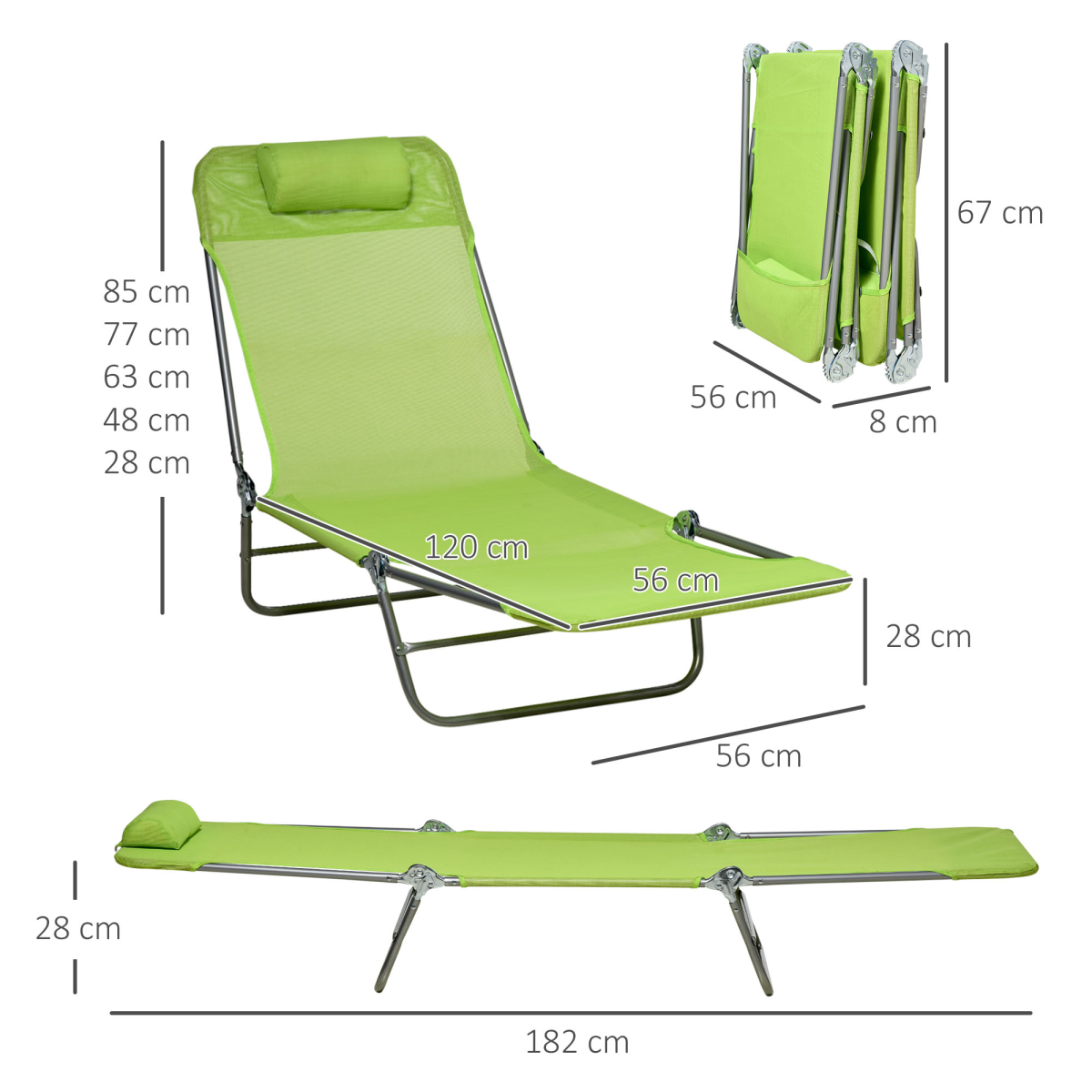 cortex-london-brighton-green-folding-sun-loungers-set-of-2-adjustable-backrest-pillow
