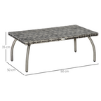 Rattan Coffee Table, Patio Wicker Table with All-Weather Grey