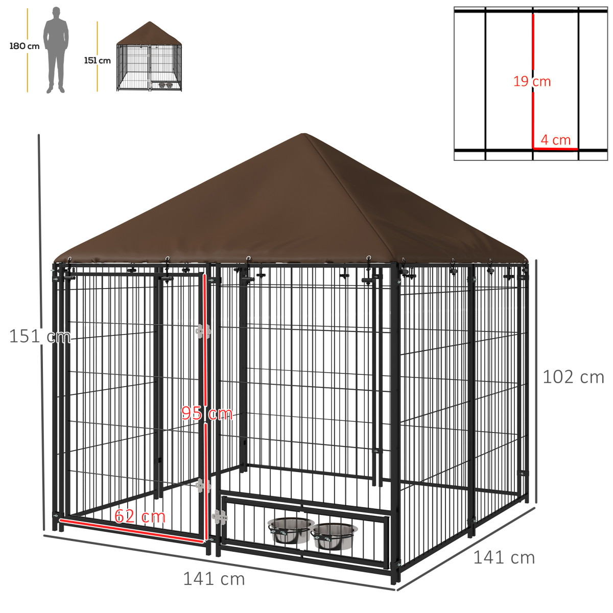 cortex-london-windsor-outdoor-dog-kennel-canopy-secure-lock-bowl-holder-black-brown