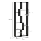 178cm 8-Shelf Bookcase w/ Melamine Surface Foot Pads Black Multipurpose 8-Grid