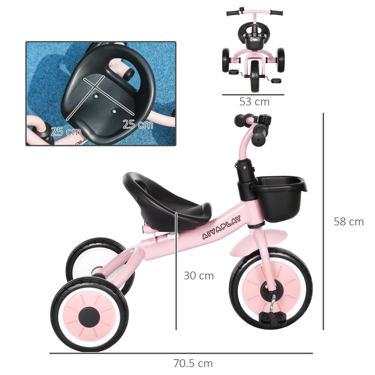 cortex-london-windsor-kids-tricycle-pink-adjustable-seat-basket-bell