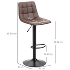 Set of 2, Adjustable Stools  Swivel and Footrest for Home Pub Area, Brown