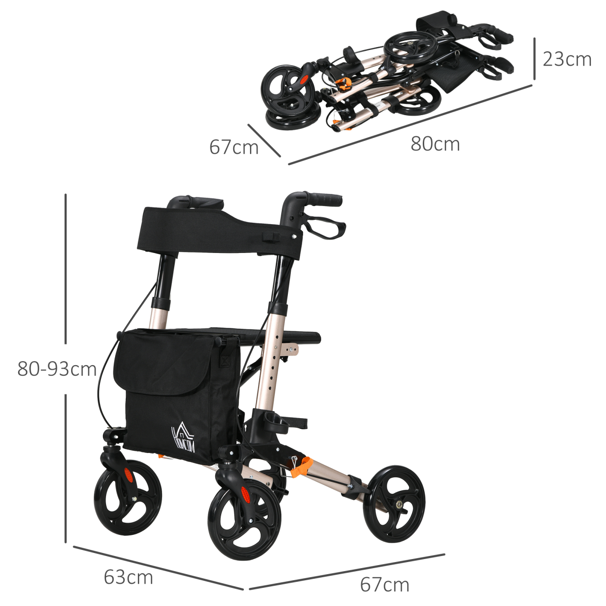 cortex-london-windsor-gold-tone-four-wheel-rollator-walker-seat-bag