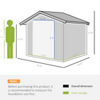 9 x 6FT Garden Roofed Metal Storage with Foundation Vent & Doors, Dark Grey