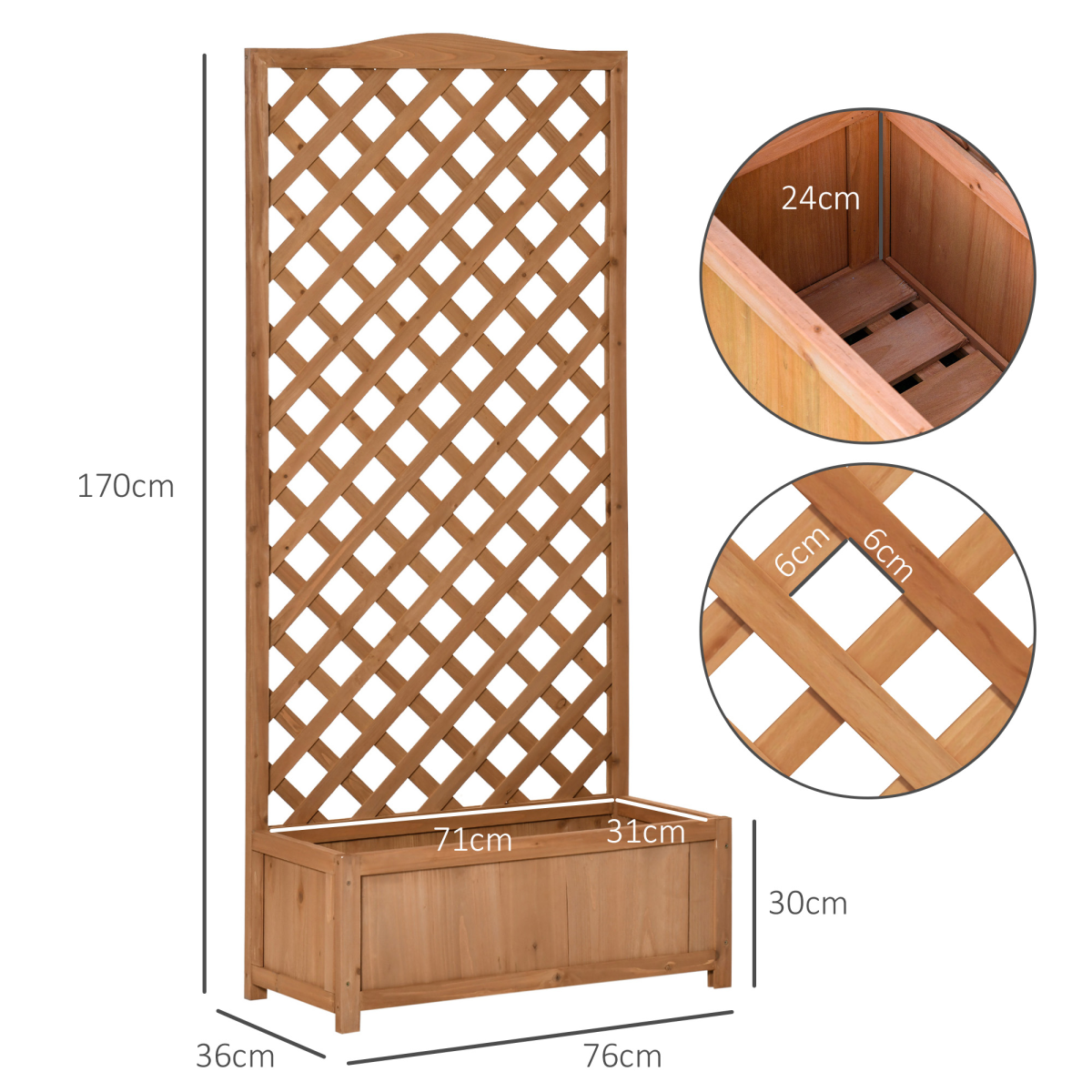 cortex-london-windsor-wooden-garden-planter-box-trellis-brown-76x36x170cm