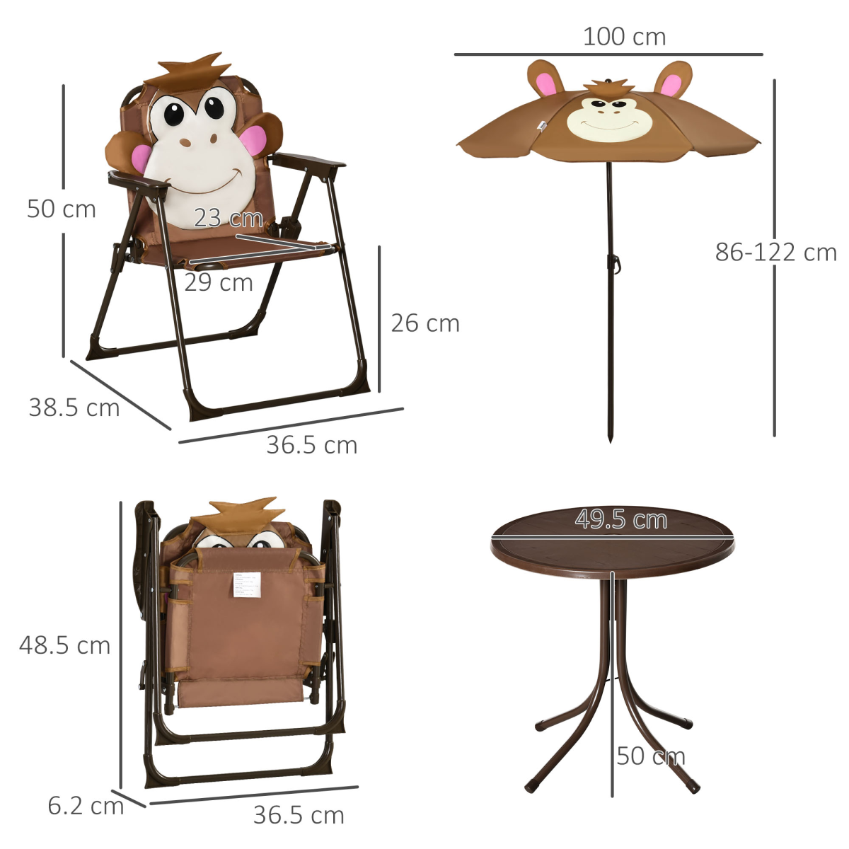 cortex-london-windsor-kids-foldable-monkey-garden-table-chair-umbrella-set