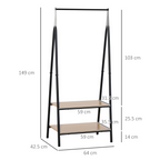 cortex-london-york-149cm-two-tier-garment-rack-black-wood-grain