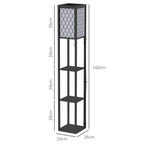 Shelf Floor Lamp W/4-tier Open Shelves Wooden, 26L x 26W x 160Hcm-Black/White