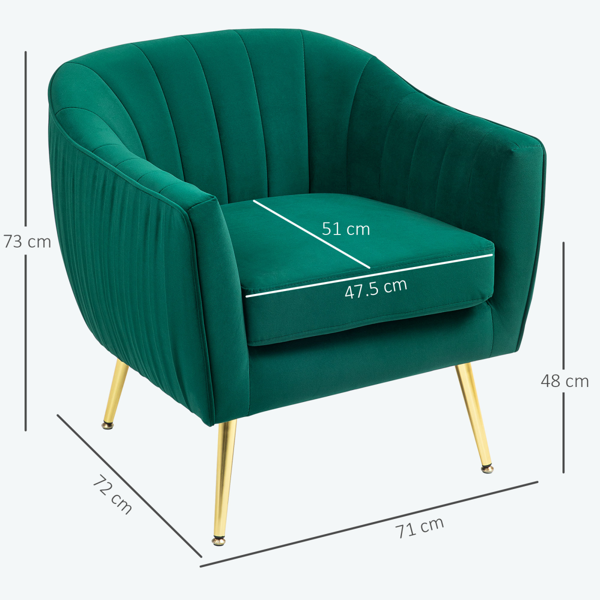 Fabric Single Sofa Arm Chair Upholstered Flocking Wood Leg Living Room Furniture