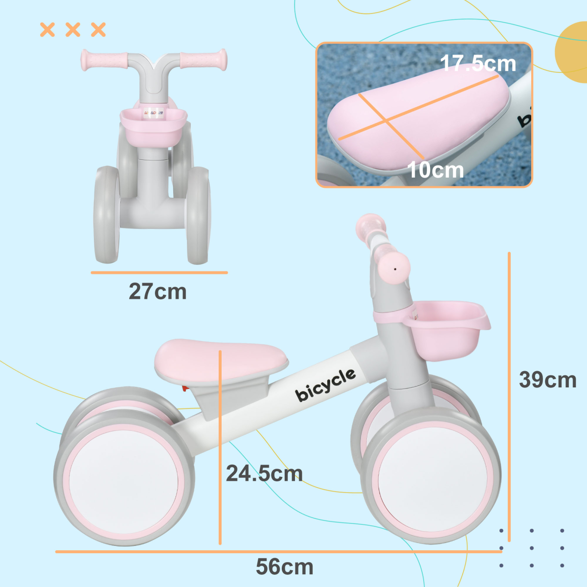 cortex-london-windsor-kids-balance-bike-pink-adjustable-seat