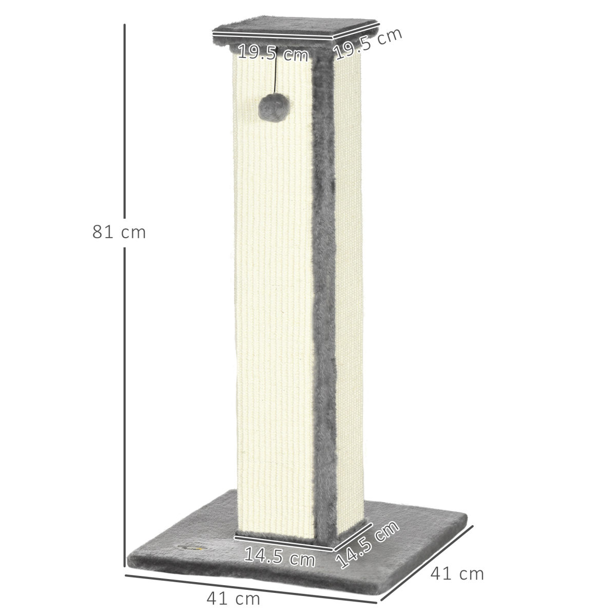 cortex-london-windsor-cat-scratching-post-81cm-grey-natural-sisal-rope-hanging-ball