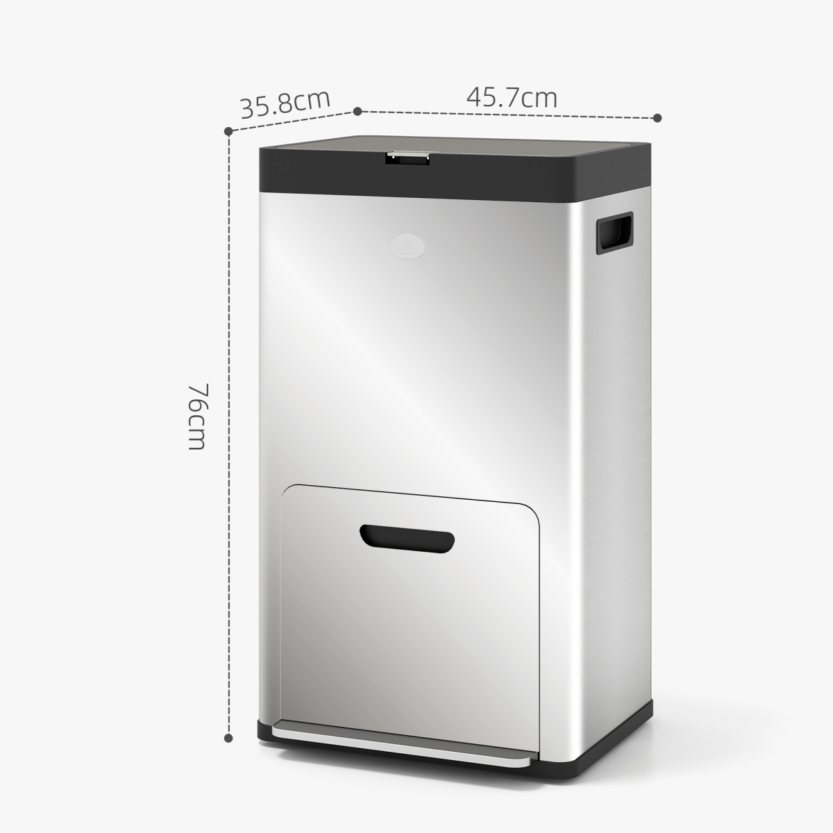 cortex-london-windsor-56l-three-compartment-stainless-steel-kitchen-bin