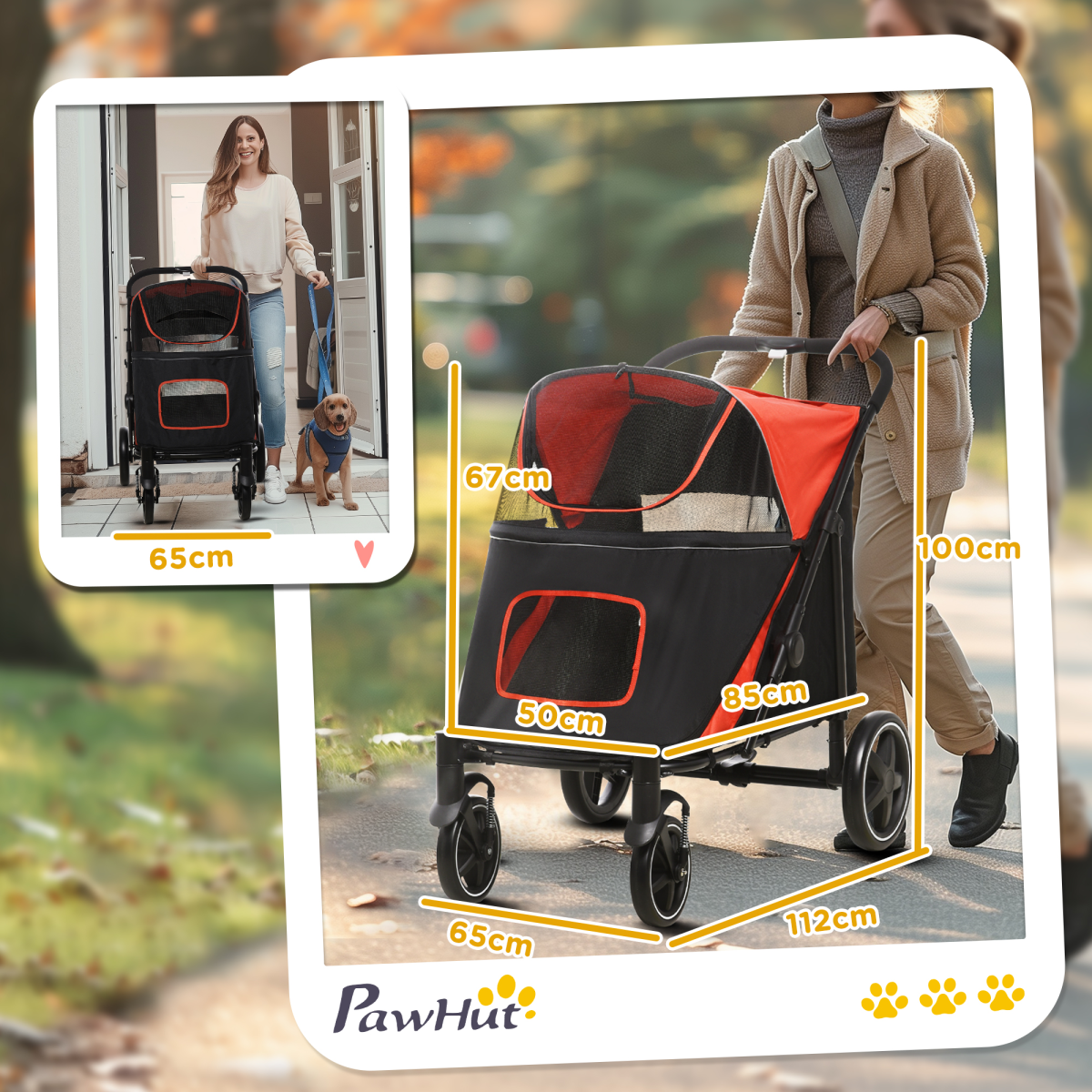 cortex-london-windsor-foldable-dog-stroller-carriage-red