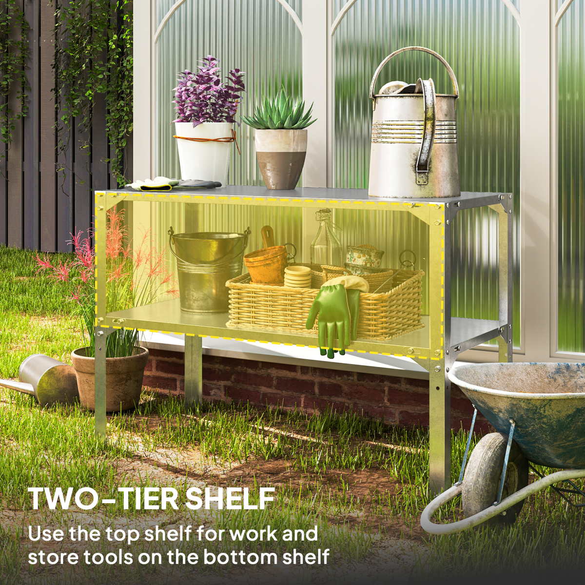 cortex-london-york-galvanised-steel-two-tier-potting-bench-silver-tone