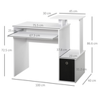 Computer Desk with Sliding Keyboard Tray Storage Drawer Shelf White