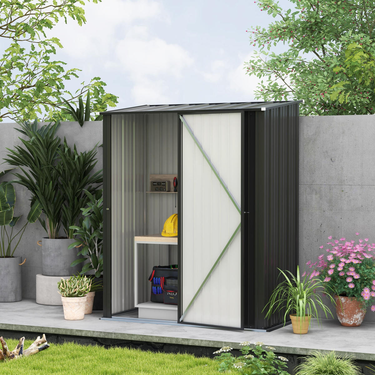 cortex-london-windsor-black-galvanized-steel-garden-storage-shed