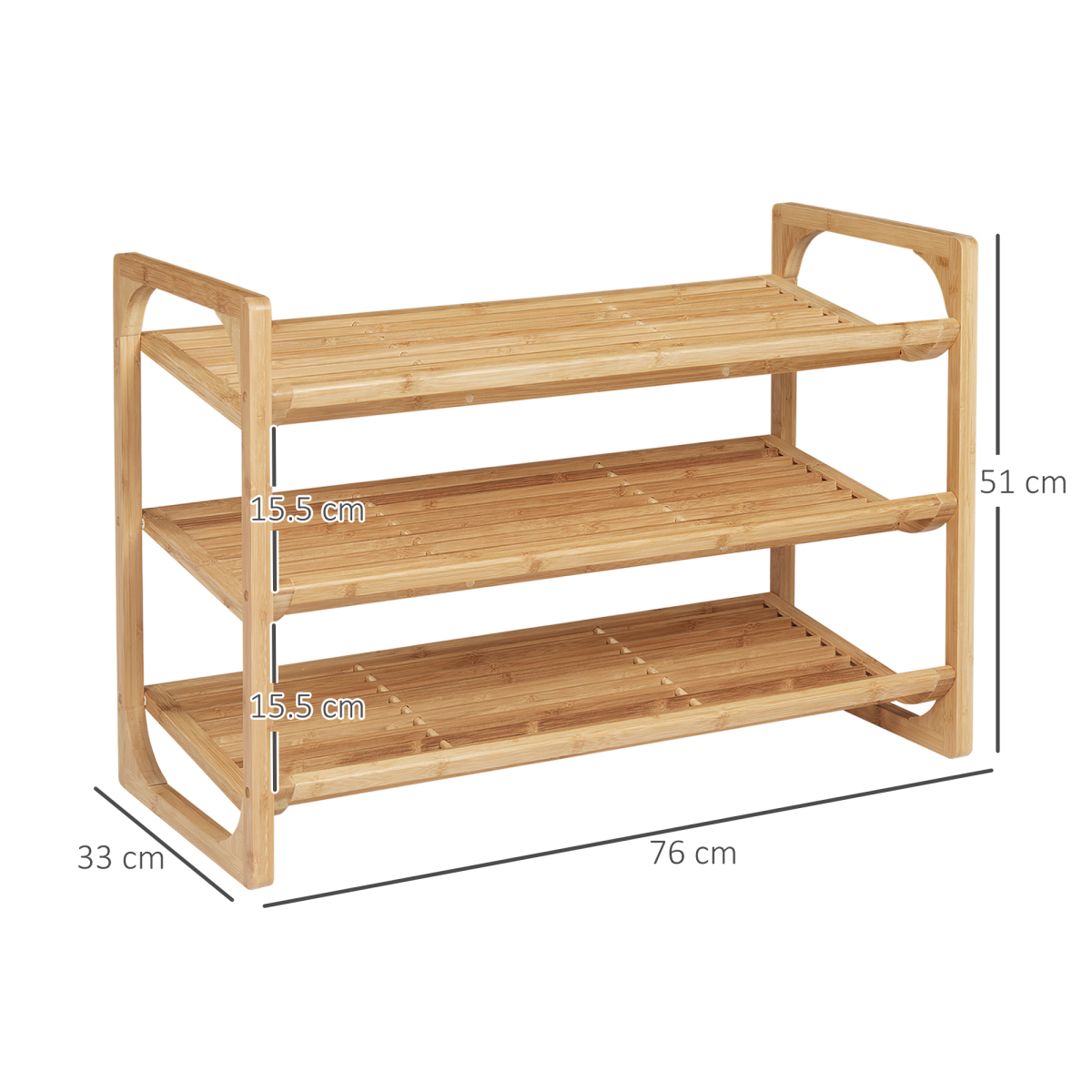 Bamboo Shoe Rack, 3-tier Shoe Storage Shelf for 9 Pair Shoes for Entryway