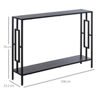 Console Table  2 Shelves MDF Steel Frame in Art Deco Square Style 76x106cm