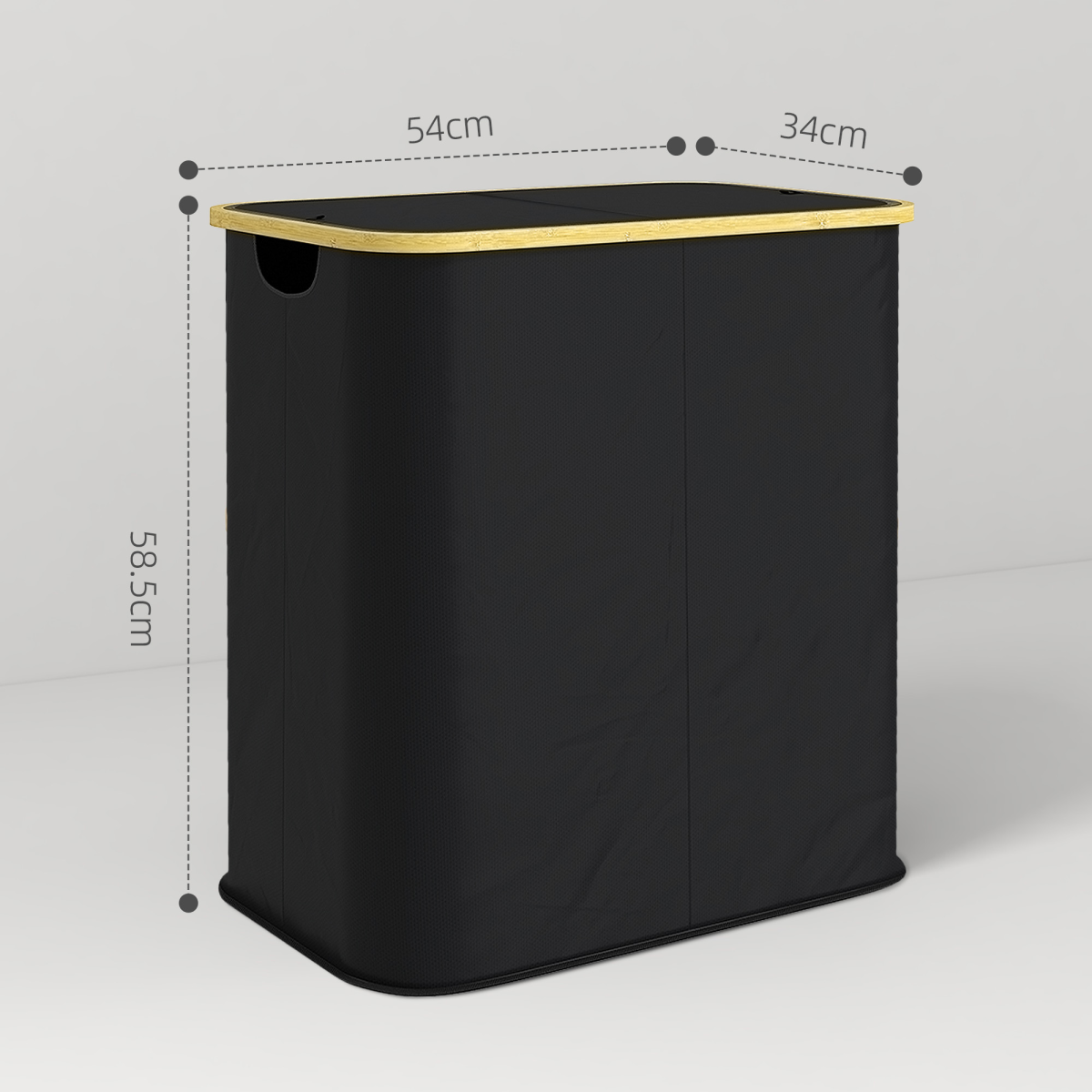 HOMCOM 80L Collapsible Laundry Hamper, Washing Basket for Bathroom, Black