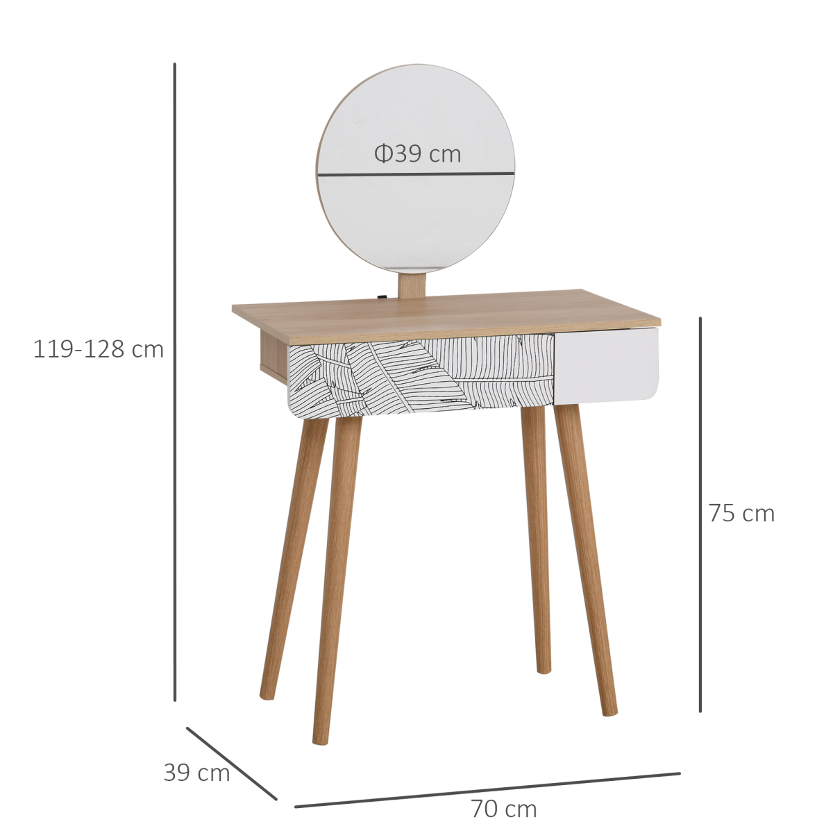 Wooden Nordic Dressing Table Brown/White