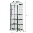 5 Tier Greenhouse OutdoorPortable Shed Metal Frame Transparent 69x49x193cm