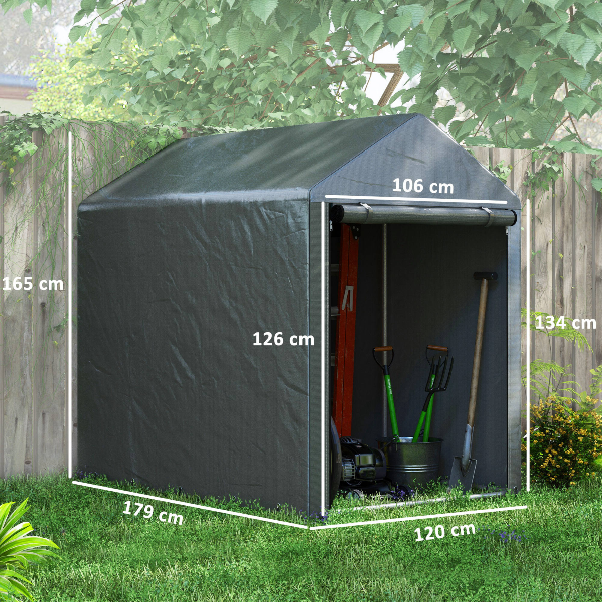 cortex-london-york-179-x-120-temporary-garden-shed-dark-grey-weather-resistant-plastic-cover