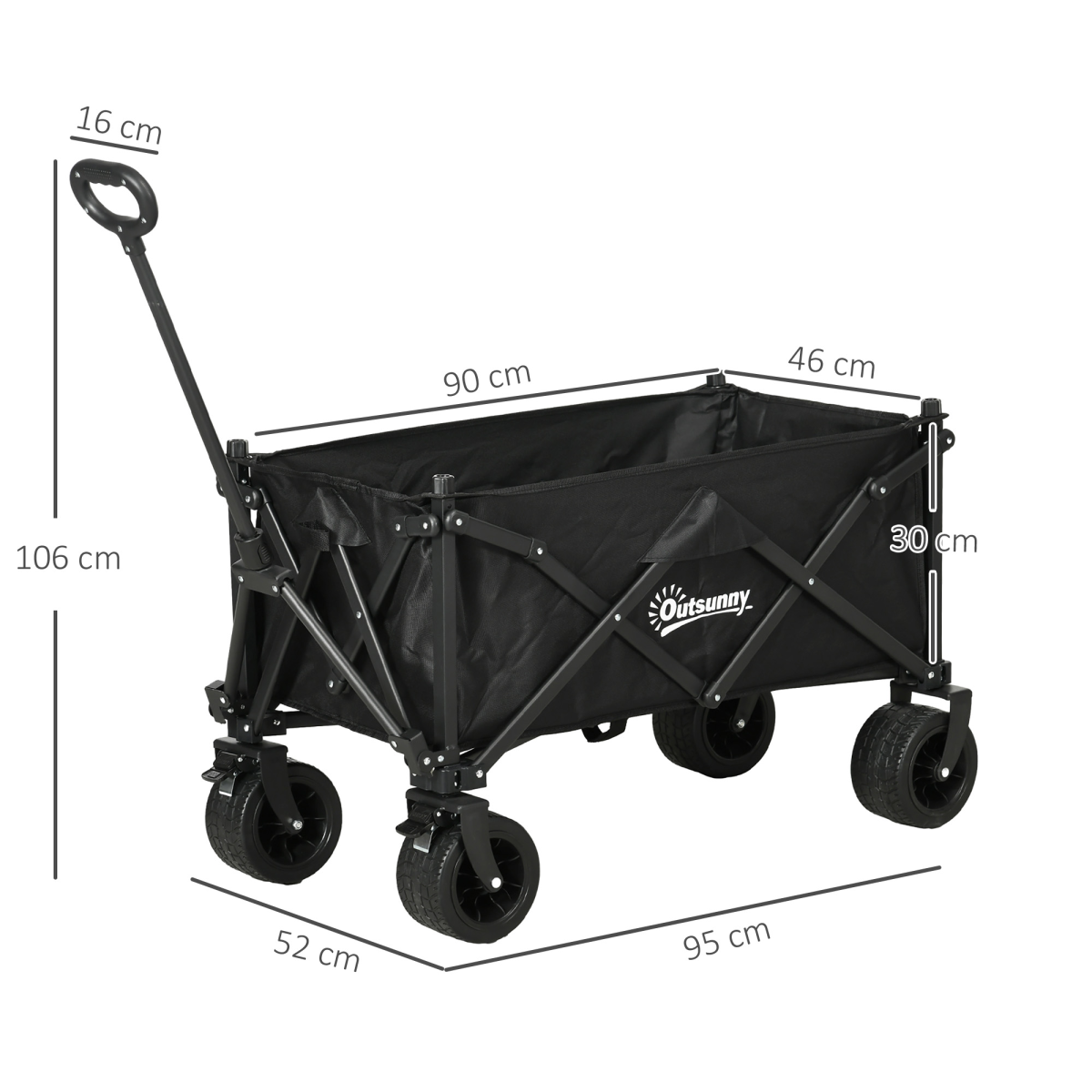 cortex-london-windsor-110l-foldable-garden-cart-outdoor-utility-wagon-black
