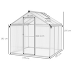 Outsunny 6x6ft Aluminium Greenhouse with/ Door Window Galvanised Base PC Panel
