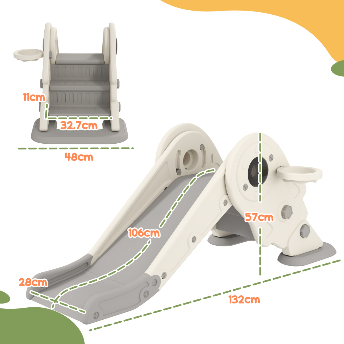 cortex-london-windsor-space-kids-slide-climber-basketball-hoop-cream-white